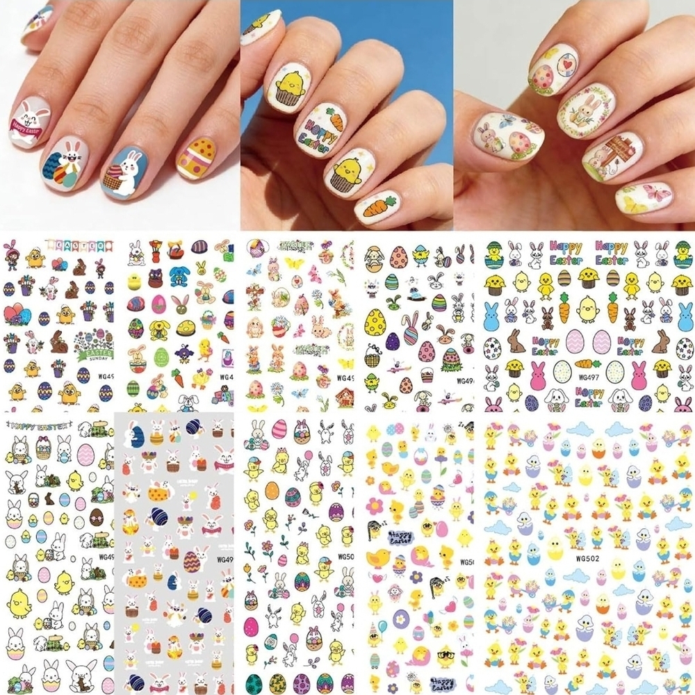 5/$10💥NWT 10 Sheets Easter Nail Art Stickers